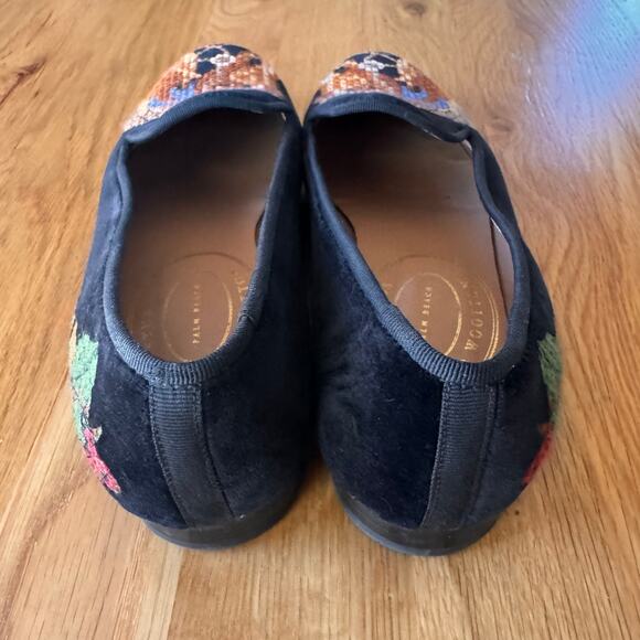 Stubbs & Wootton Black Velvet Needlepoint Horse Equestrian Loafer Flats Sz 8 - Picture 7 of 12